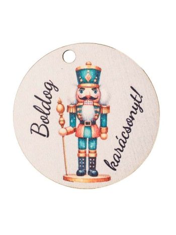 4db. Boldog karácsonyt! feliratos- diótörős fa táblácska- 6cm