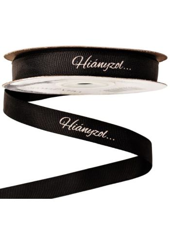 Hiányzol… feliratos ripsz szalag 12mm x 20m - Fekete