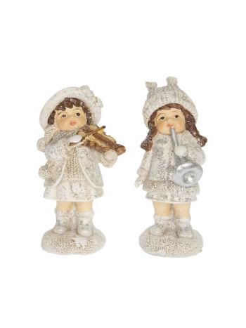 Gyerek hangszerrel álló- glitteres- poly- 5-1x4x9-6 cm- fehér- 2 féle SSS