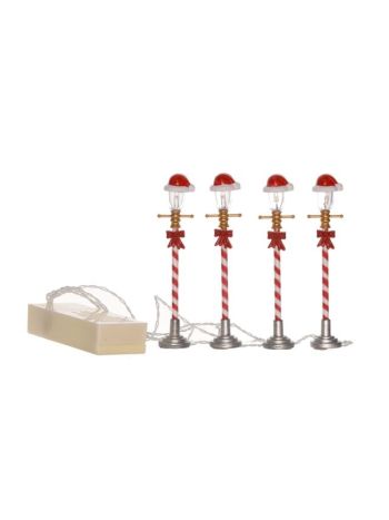 Kandeláber masnival- műanyag- 10-5 cm- piros- fehér- S/4