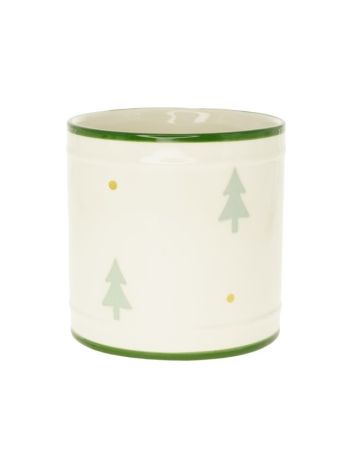 Kaspó fenyő mintával kerámia 13-5x13-5x12-5 cm fehér- zöld