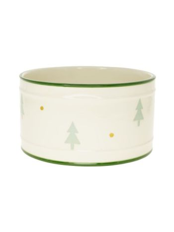 Kaspó fenyő mintával kerámia 15-2x15-2x8-5 cm fehér- zöld