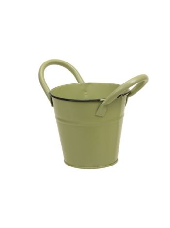 Kaspó füllel fém 11x10 cm zöld