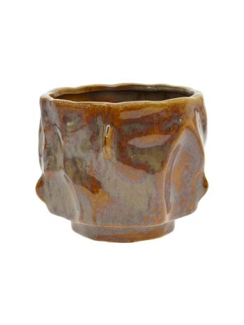 Kaspó kerámia 15x15x12-5 cm barna