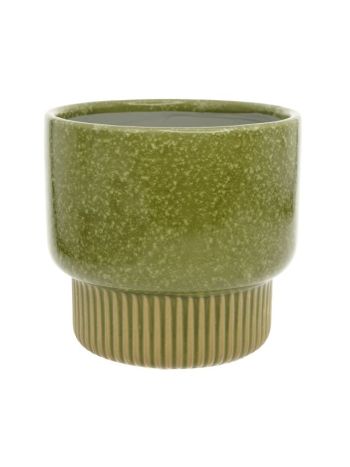 Kaspó mintás kerámia 13-8x13-8x13-2 cm zöld- bézs