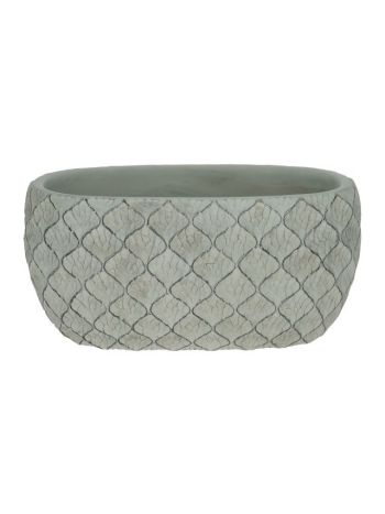 Kaspó rombusz mintával cement 24x14x11 cm szürke