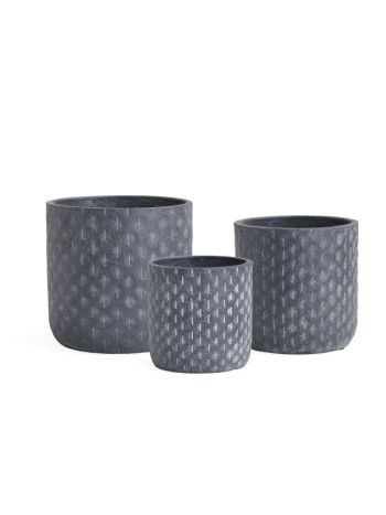 Kaspó rombusz mintával cement átm. 18-15-12- cm szürke S/3