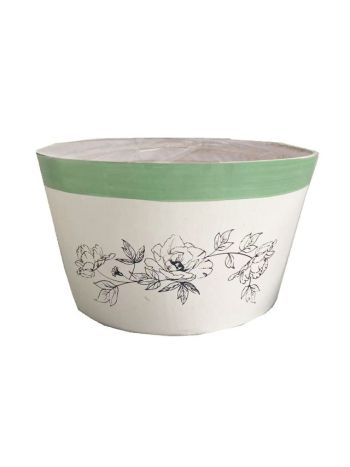 Kaspó ültethető virágmintás nyírfa 19-5x11 cm fehér- zöld