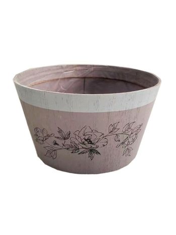 Kaspó ültethető virágmintás nyírfa 19-5x11 cm mályva- szürke