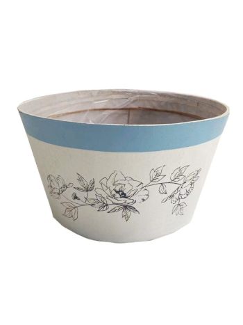 Kaspó ültethető virágmintás nyírfa 19-5x11 cm világoskék- sötétkék