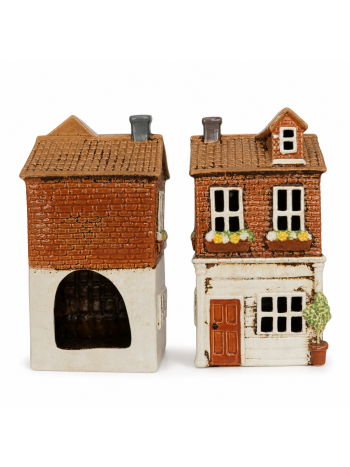 Barna-krém tégla ház- 25 cm