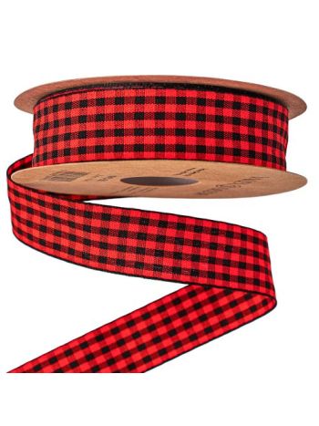 Kockás szalag 25mm x 10m - Piros/Fekete