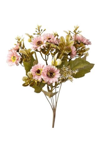 Százszorszép selyemvirág csokor- 5 ágú- 31cm magas - Rózsaszín