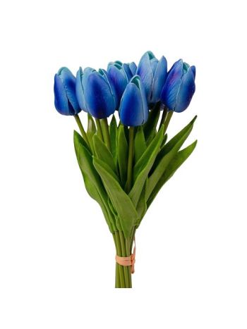 Real touch tulipán köteg- 10 szálas- 33.5cm magas - Kék