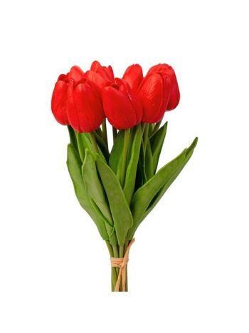 Real touch tulipán köteg- 10 szálas- 33.5cm magas - Piros