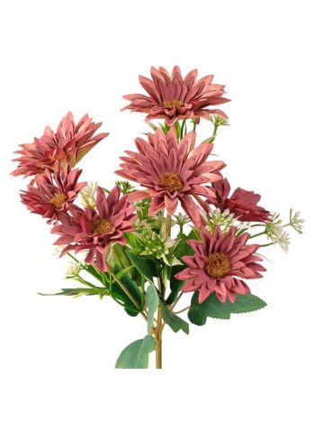 Gerbera selyemvirág csokor- 29cm magas - Bordó