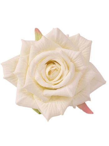Rózsa selyemvirág fej- 9cm - Fehér