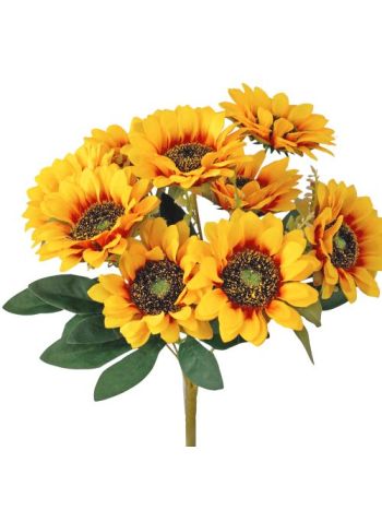 Napraforgó selyemvirág csokor- 9 fejes- 40cm