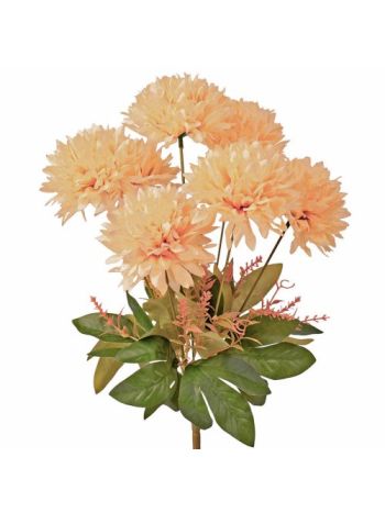 Krizantém selyemvirág csokor- 7 fejes- 42cm magas- virágfej átmérő: 9cm - Krém