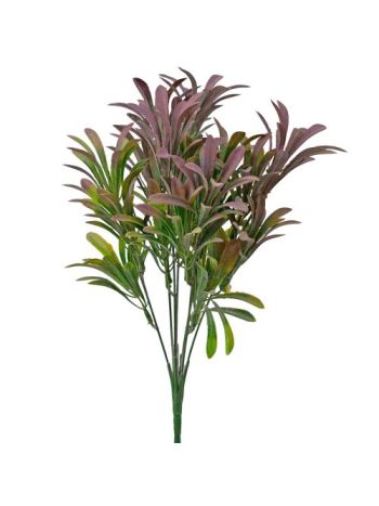 Műnövény bokor- 7 ágú- 34cm magas - Bordós zöld
