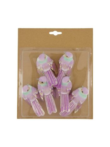 Madár csipeszes műanyag 6x3x9 cm lila- zöld S/6