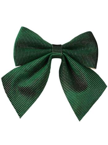 Csíkos bársony masni- 20 x 24cm - Sötétzöld