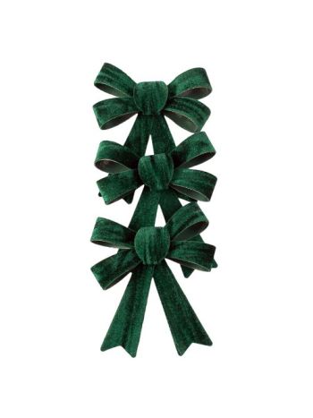 Bársony masni készlet- 9 x 10cm- 3db. - Sötétzöld