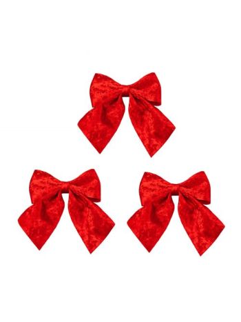 Fényes bársony masni készlet- 9 x 10cm- 3db. - Piros