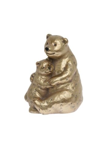 Medve boccsal ülő- kerámia- 14x11x18 cm- arany- SSS