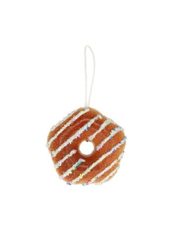 Mézeskalács fánk akasztós polyfoam 9-5x9-5x4 cm barna- fehér (%)