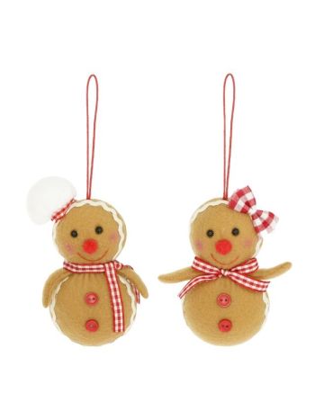 Mézeskalács figura akasztós textil 6x4x11 cm bézs- piros 2 féle