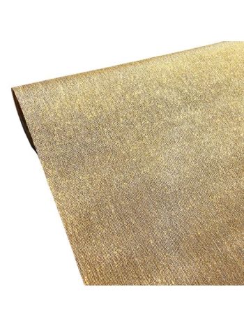 Metál vászon dekorációs anyag- asztali futó- 28cm x 5m - Arany