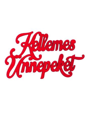 3db. Kellemes Ünnepeket karácsonyi fa felirat 10 x 6cm - Matt piros