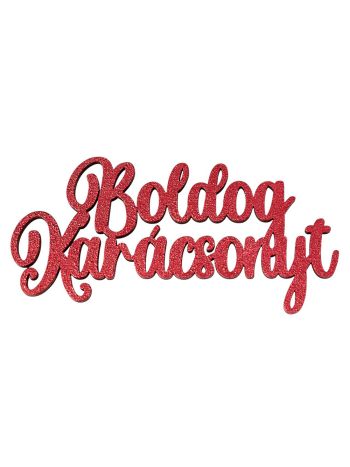 4db. Boldog Karácsonyt fa felirat 10 x 5cm - Piros