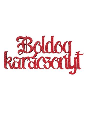 4db. Boldog Karácsonyt fa felirat 10 x 5cm - Piros