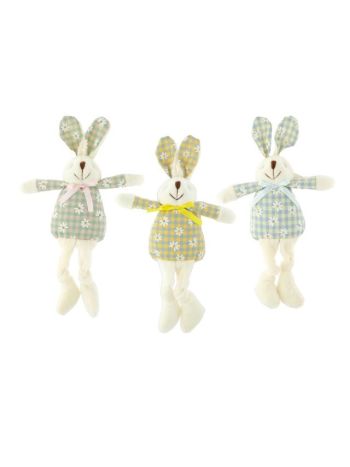 Nyúl lógólábú virágmintás ruhában textil 18 cm színes 3 féle @