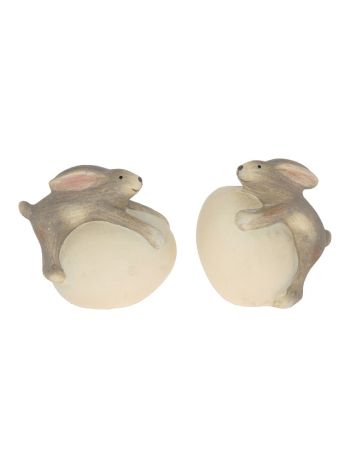 Nyúl nagy tojással kerámia 9x5-7x8-1 cm barna 2 féle