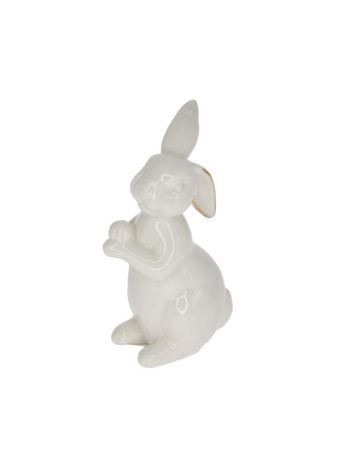 Nyúl ülő porcelán 5-8x4-1x8-7cm fehér- arany  DD64882