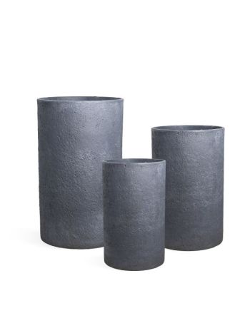 Óriás kaspó hosszúkás cement átm. 37-32-27 cm grafitszürke S/3