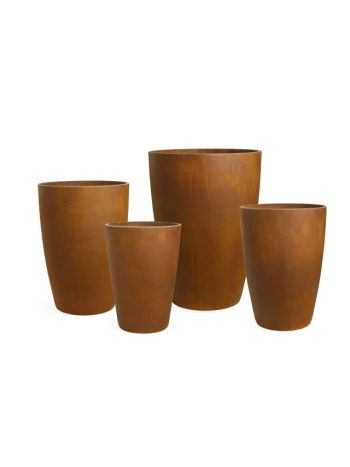 Óriás kaspó hosszúkás cement átm. 45-37-31-25 cm rozsda S/4