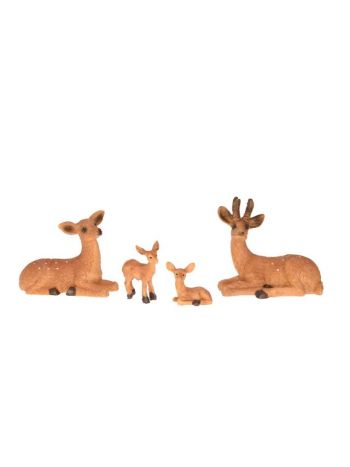 Őz család fekvő- poly- 6-3x3x6 cm- barna- S/4