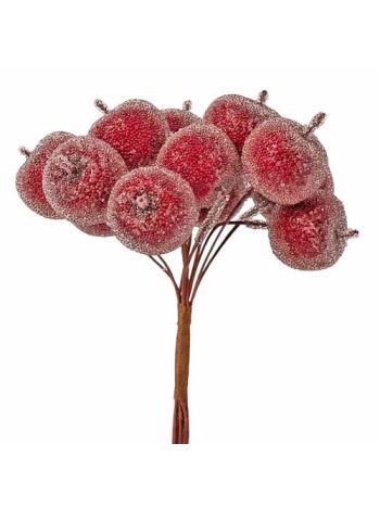 Cukros mini alma dekor pick ⌀ 2.2 cm- 12 szál- 10 cm magas - Piros