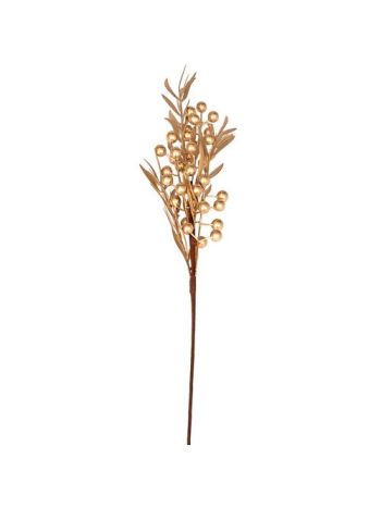 Arany bogyós dekorág levelekkel- 58 cm magas