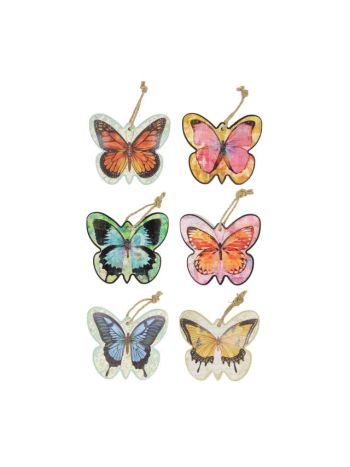 Pillangó akasztós kerámia 16x19x0-8 cm színes 6 féle