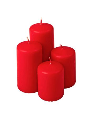 Lépcsős adventi henger gyertya készlet- Ø50 x 70/80/100/120mm - Matt piros