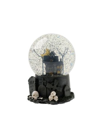 Rázógömb Halloween házzal LED-es fekete