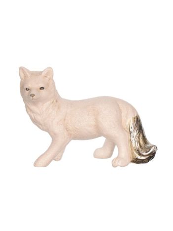Róka álló- porcelán- 15-5x6-8x11-3 cm- fehér- ezüst- SSS