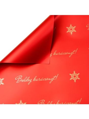 Boldog karácsonyt! feliratos fólia tekercs 58cm x 10m - Piros/Arany