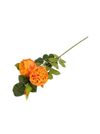 Selyemvirág angol rózsa ág 62cm narancs