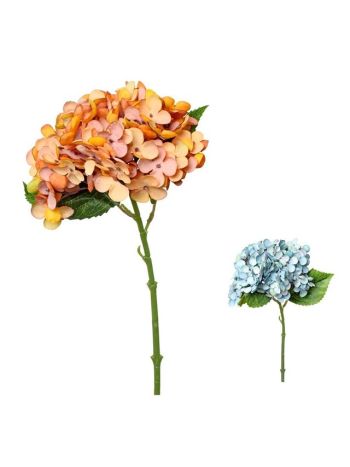 Selyemvirág hortenzia műanyag 32 cm kék- narancssárga 2 féle